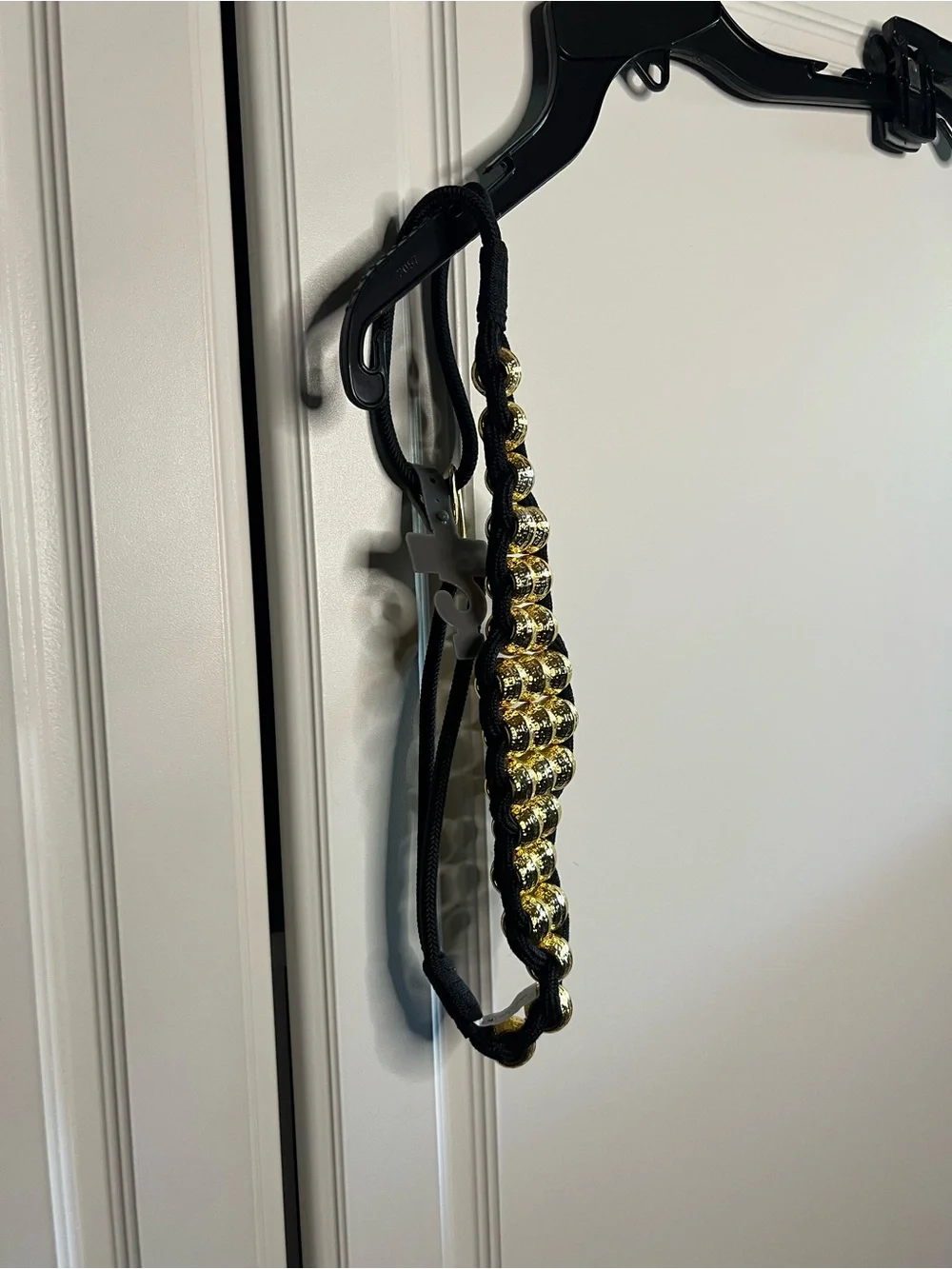 Vintage Ann Taylor 90s Black Braided Rope Gold Bead Belt Medium